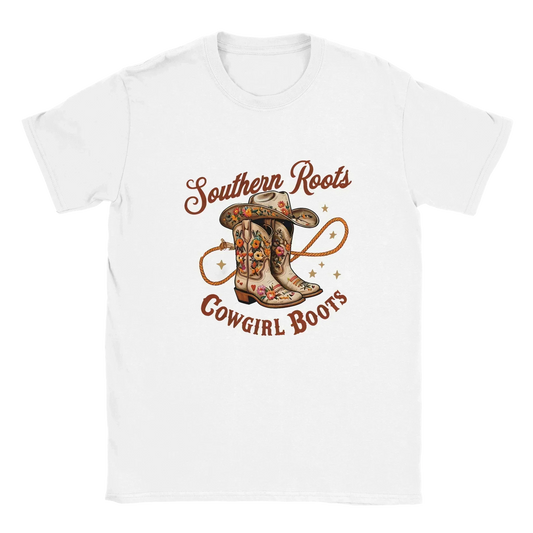 Southern Roots Cowgirl Boots-White-Unisex Heavyweight Cotton T-shirt