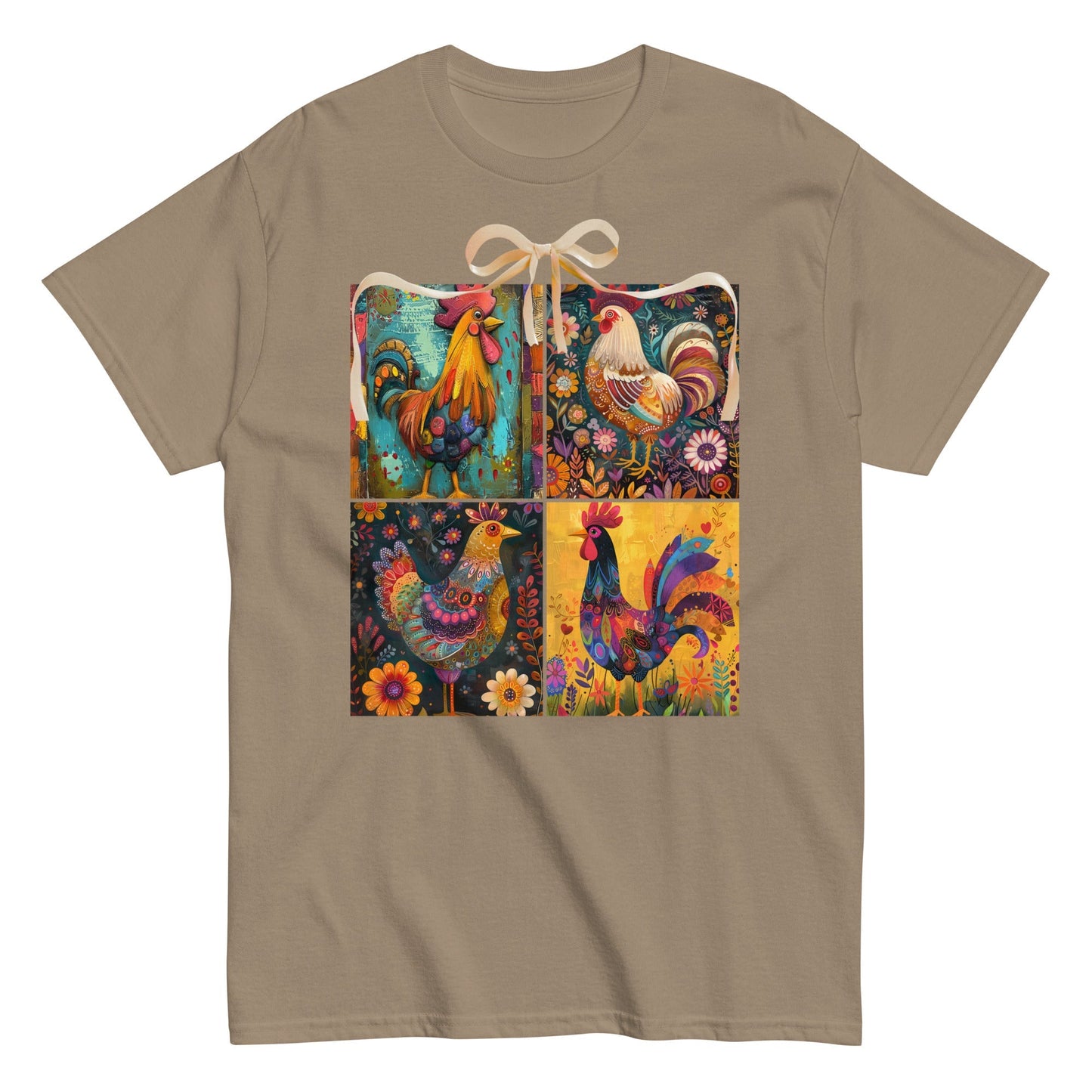 Brown Savana | Unisex | Rooster Foursquare T-Shirt - Farmhouse Art