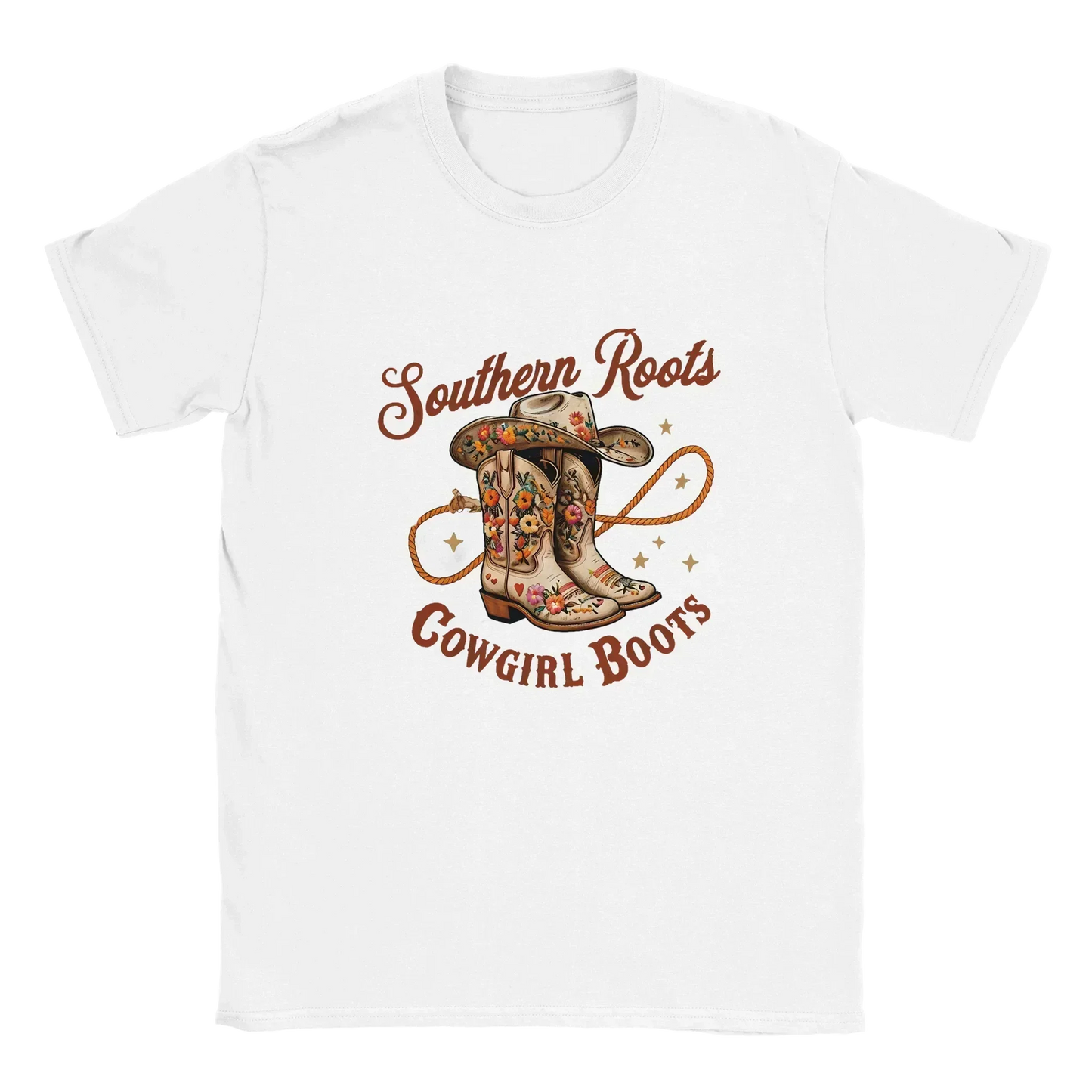 Southern Roots Cowgirl Boots-White-Unisex Heavyweight Cotton T-shirt