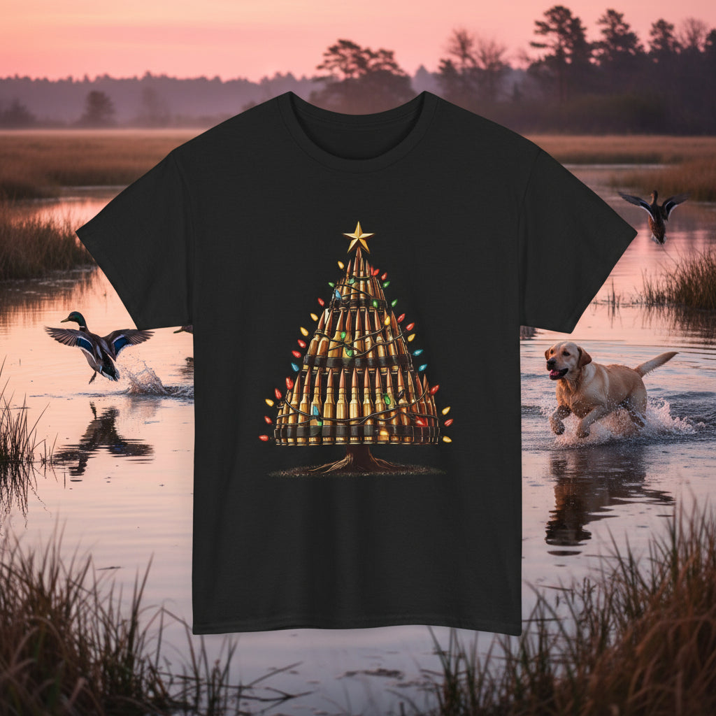 Black | Unisex | Bullet Christmas Tree T-Shirt | Hunting & Holiday Humor Tee