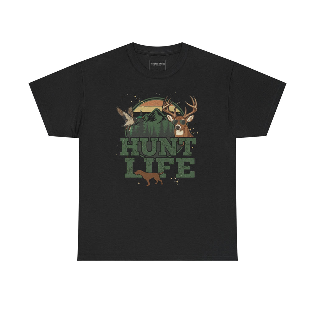Black | Unisex | Hunt Life T-Shirt — Rustic Deer, Duck & Hunting Graphic Tee | Gift for Hunters