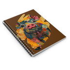 Brown | Flat View |Hello Piggy Spiral Notebook | Colorful Ruled Journal For Notes Gifts 
