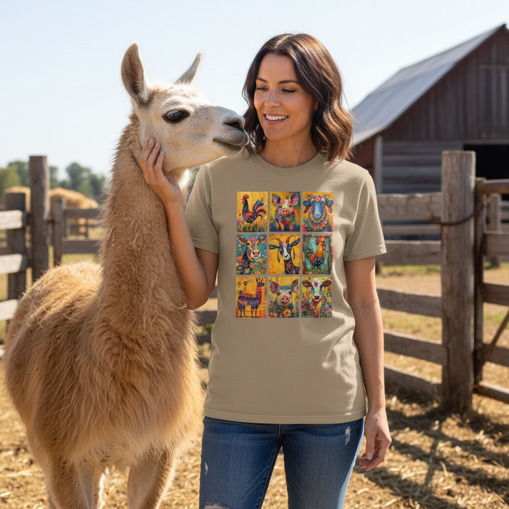 Brown_Savana_Unisex_Lifestyle_Quirky_Barnyard_Crew_T-shirt