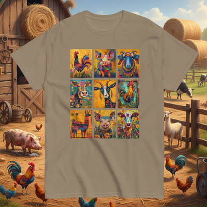 Brown_Savana_Unisex_Quirky_Barnyard_Crew_T-shirt
