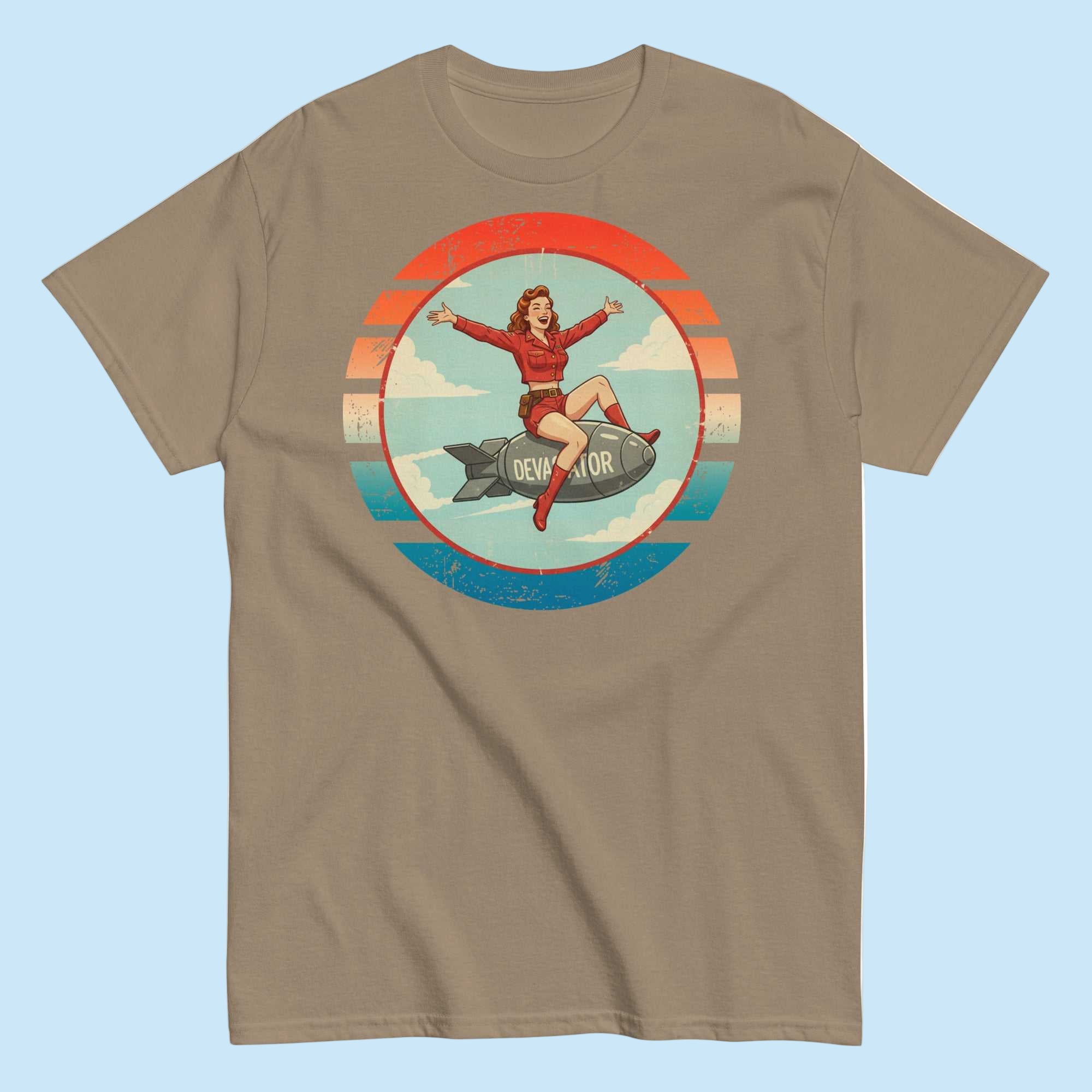 Brown Savana | Unisex | The Devastator T-Shirt | WWII Iconic Bomber Nose Art
