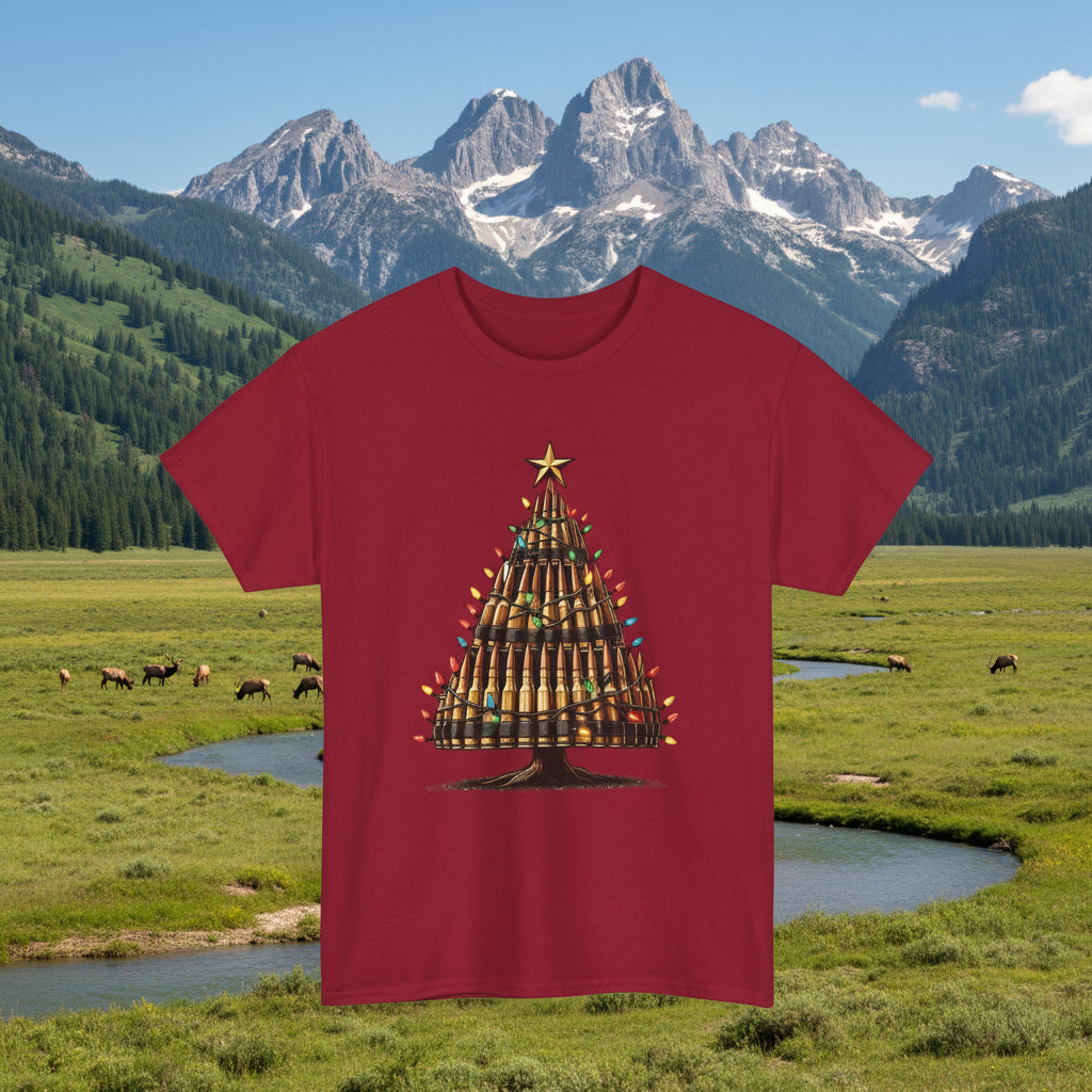 Cardinal Red | Unisex | Bullet Christmas Tree T-Shirt | Hunting & Holiday Humor Tee