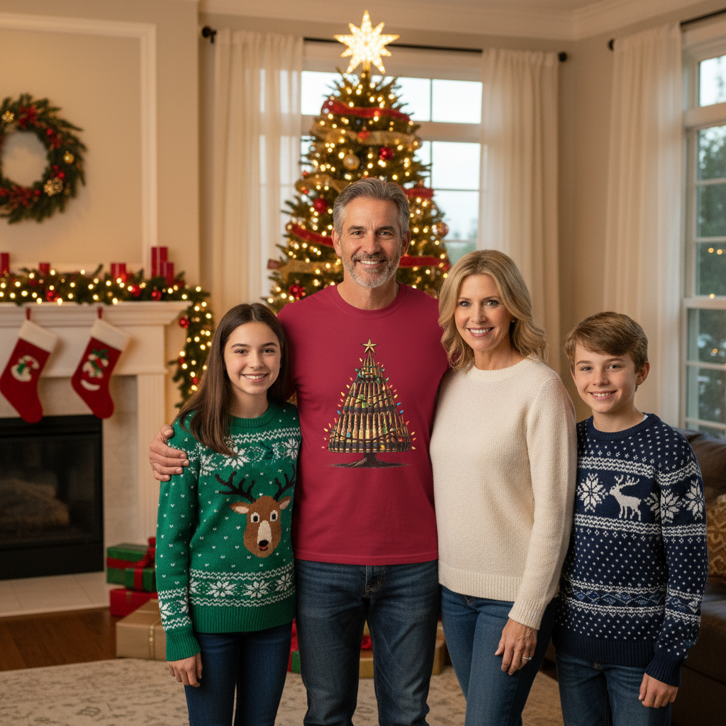 Cardinal Red | Unisex | Lifestyle | Bullet Christmas Tree T-Shirt | Hunting & Holiday Humor Tee