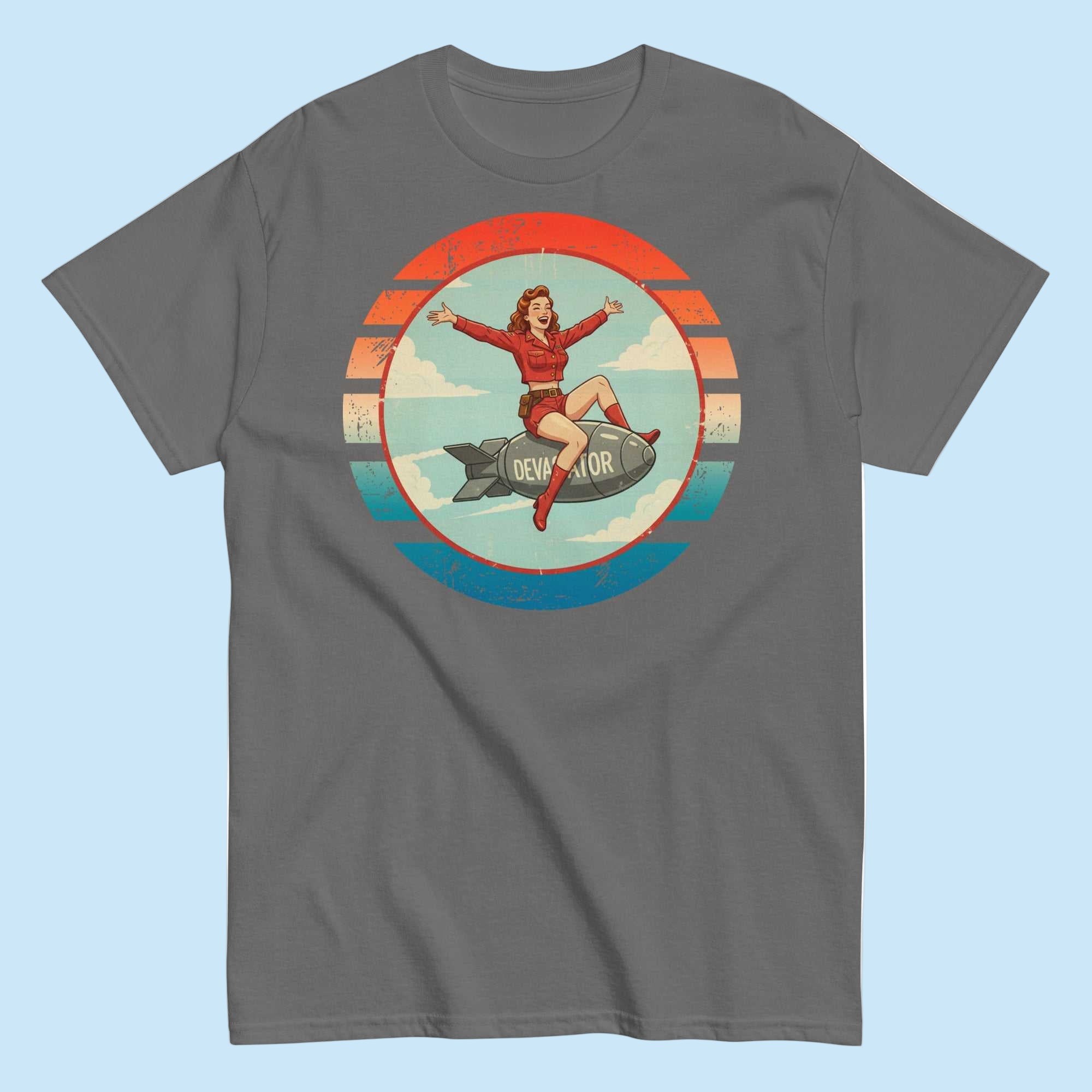 Charcoal | Unisex | The Devastator T-Shirt | WWII Iconic Bomber Nose Art