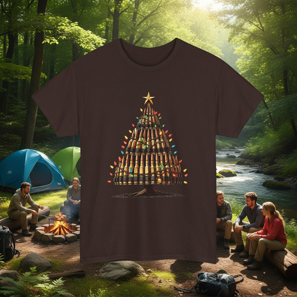 Dark Chocolate | Unisex | Bullet Christmas Tree T-Shirt | Hunting & Holiday Humor Tee