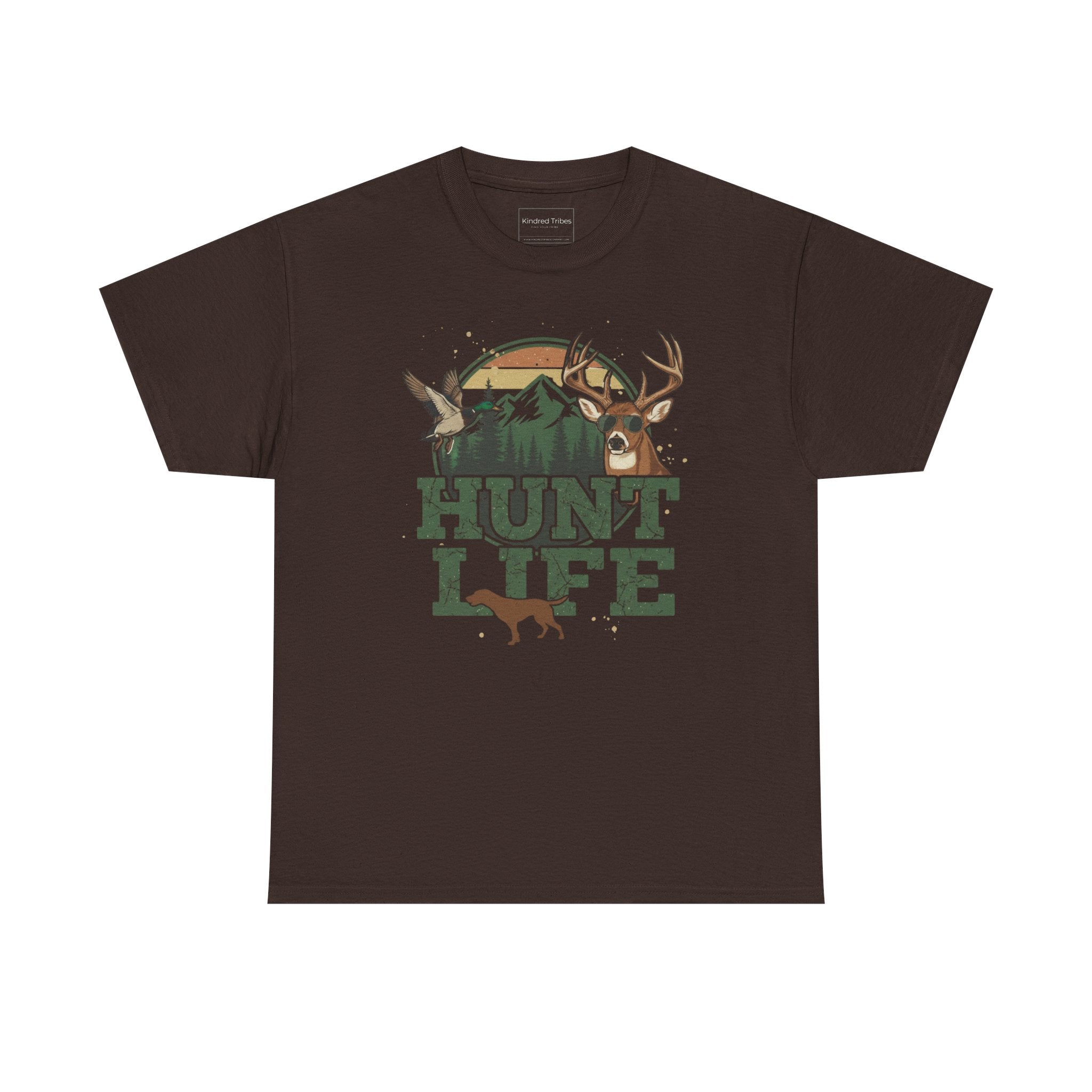 Dark Chocolate | Unisex | Hunt Life T-Shirt — Rustic Deer, Duck & Hunting Graphic Tee | Gift for Hunters