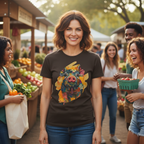 Dark Chocolate | Unisex | Lifestyle | Hello Piggy T-Shirt - Vibrant Farm Animal Graphic Tee