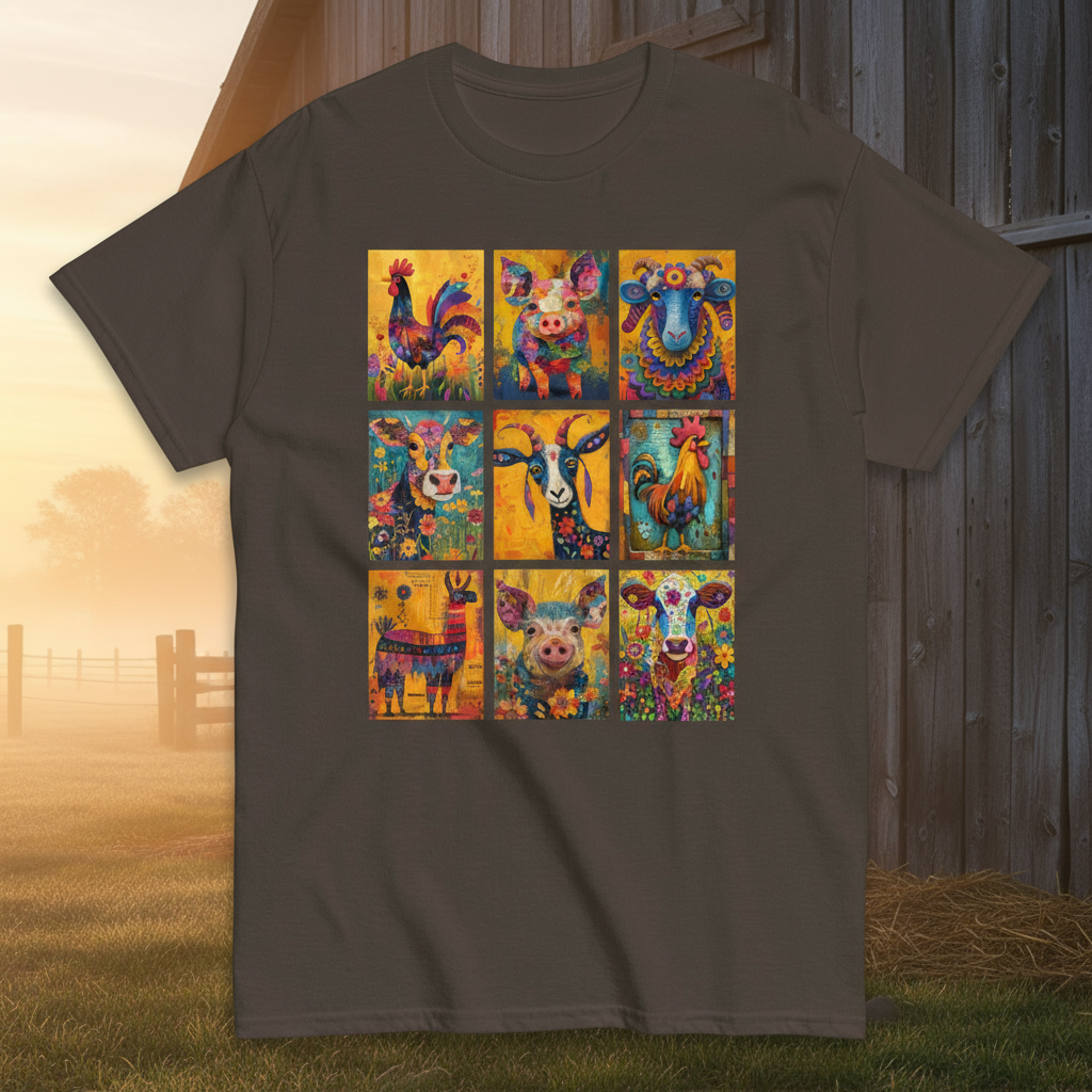 Dark_Chocolate_Unisex_Quirky_Barnyard_Crew_T-shirt