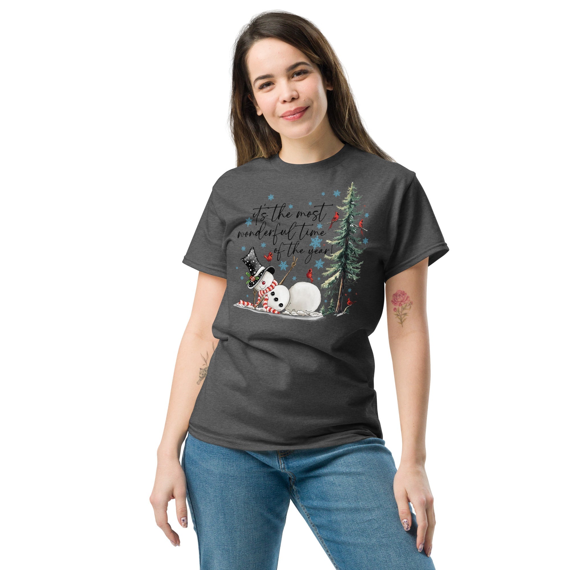 Dark Heather | Unisex | Lifestyle | Wonderful Time Snowman T-Shirt