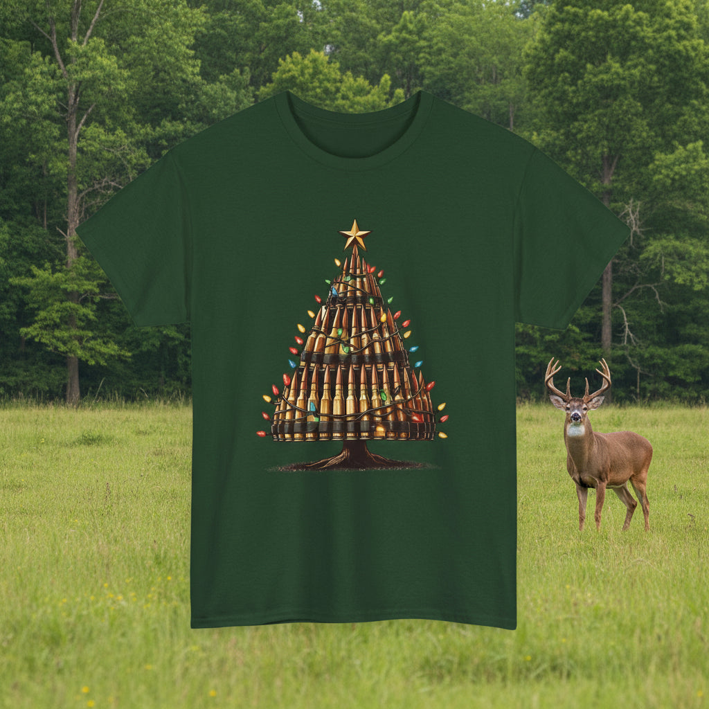 Forest Green | Unisex | Bullet Christmas Tree T-Shirt | Hunting & Holiday Humor Tee