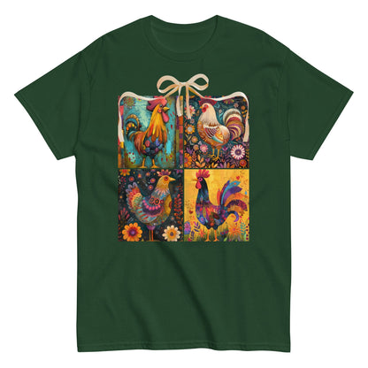 Forest Green | Unisex | Rooster Foursquare  T-Shirt - Farmhouse Art 