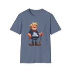 Heather Indigo | Unisex | Cartoon Rodfather Fishing T-Shirt | Perfect Gift for Dad