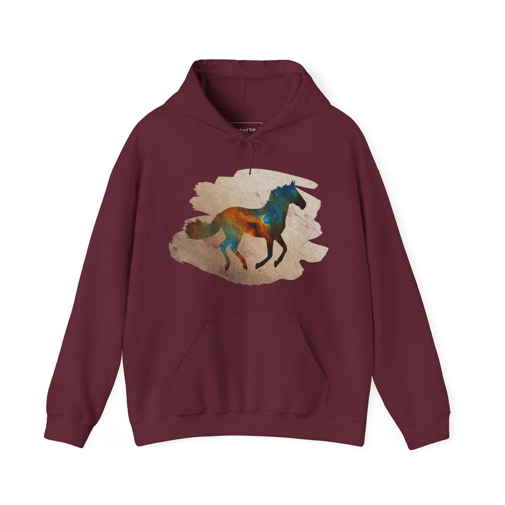 Maroon | Unisex | Celestial Horse Hoodie - Horse Painted with the Celestial Skies
