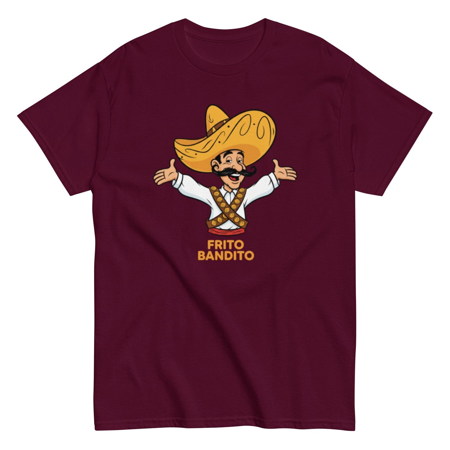 Maroon | Unisex | Frito Bandito T-Shirt | Retro Pop Culture Throwback Tee