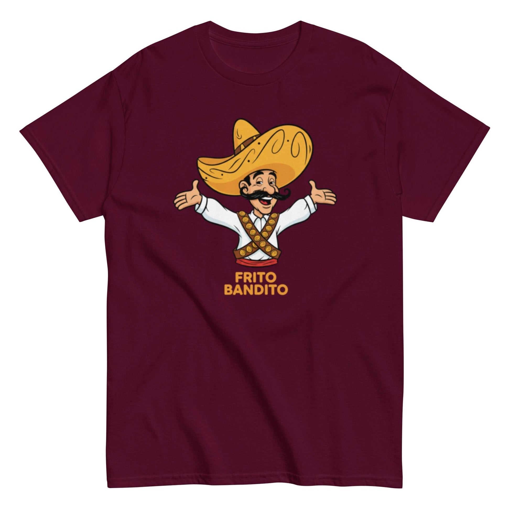 Maroon | Unisex | Frito Bandito T-Shirt | Retro Pop Culture Throwback Tee
