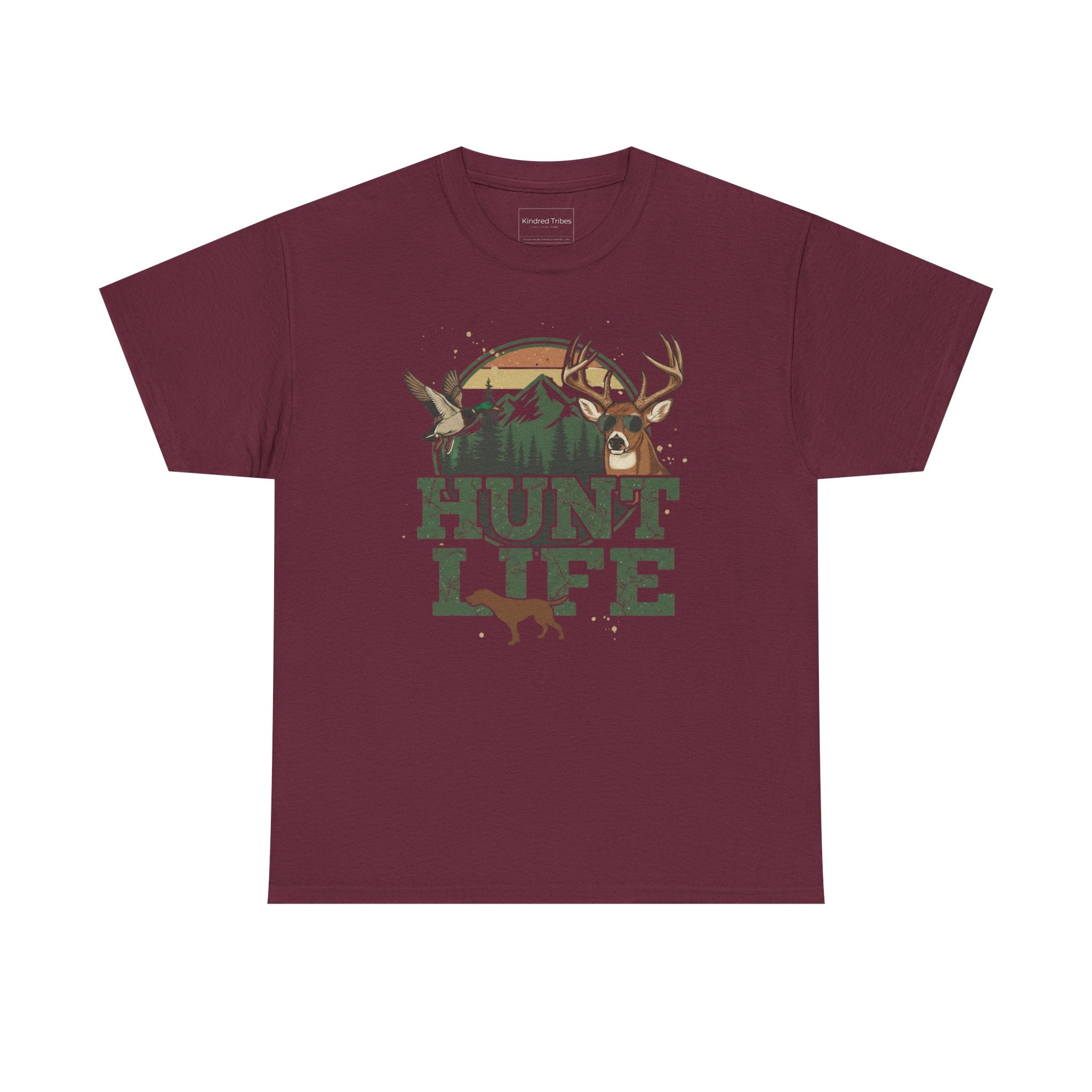Maroon | Unisex | Hunt Life T-Shirt — Rustic Deer, Duck & Hunting Graphic Tee | Gift for Hunters