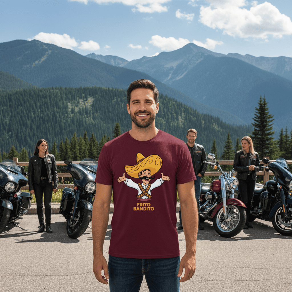 Maroon | Unisex | Lifestyle | Frito Bandito T-Shirt | Retro Pop Culture Throwback Tee