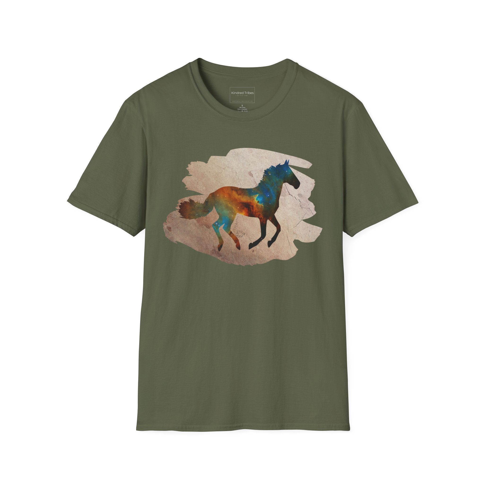 Military Green | Unisex | Celestial Horse T-Shirt | Gift for Horse Lovers