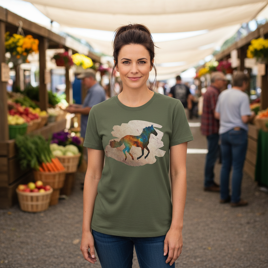 Military Green | Unisex | Lifestyle | Celestial Horse T-Shirt | Gift for Horse Lovers