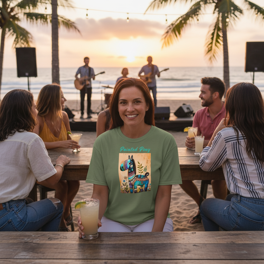 Military Green | Unisex | Lifestyle | Painted Pony T-Shirt | Southwest Festive with a Turquoise Flare