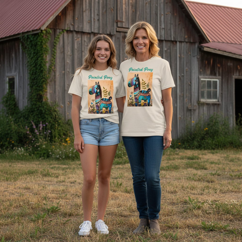 Natural | Unisex | Lifestyle | Painted Pony T-Shirt | Southwest Festive with a Turquoise Flare