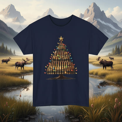Navy | Unisex | Bullet Christmas Tree T-Shirt | Hunting & Holiday Humor Tee
