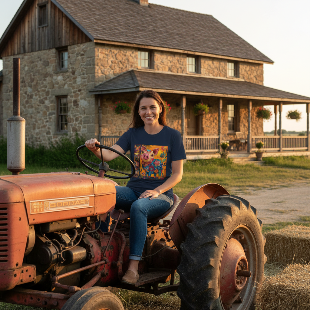 Navy | Unisex | Lifestyle | Pretty Little Piggies T-Shirt - Whimsical Barnyard Art