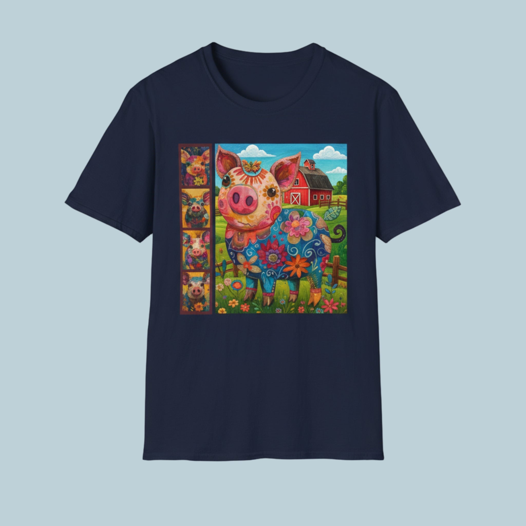 Navy | Unisex | Pretty Little Piggies T-Shirt - Whimsical Barnyard Art
