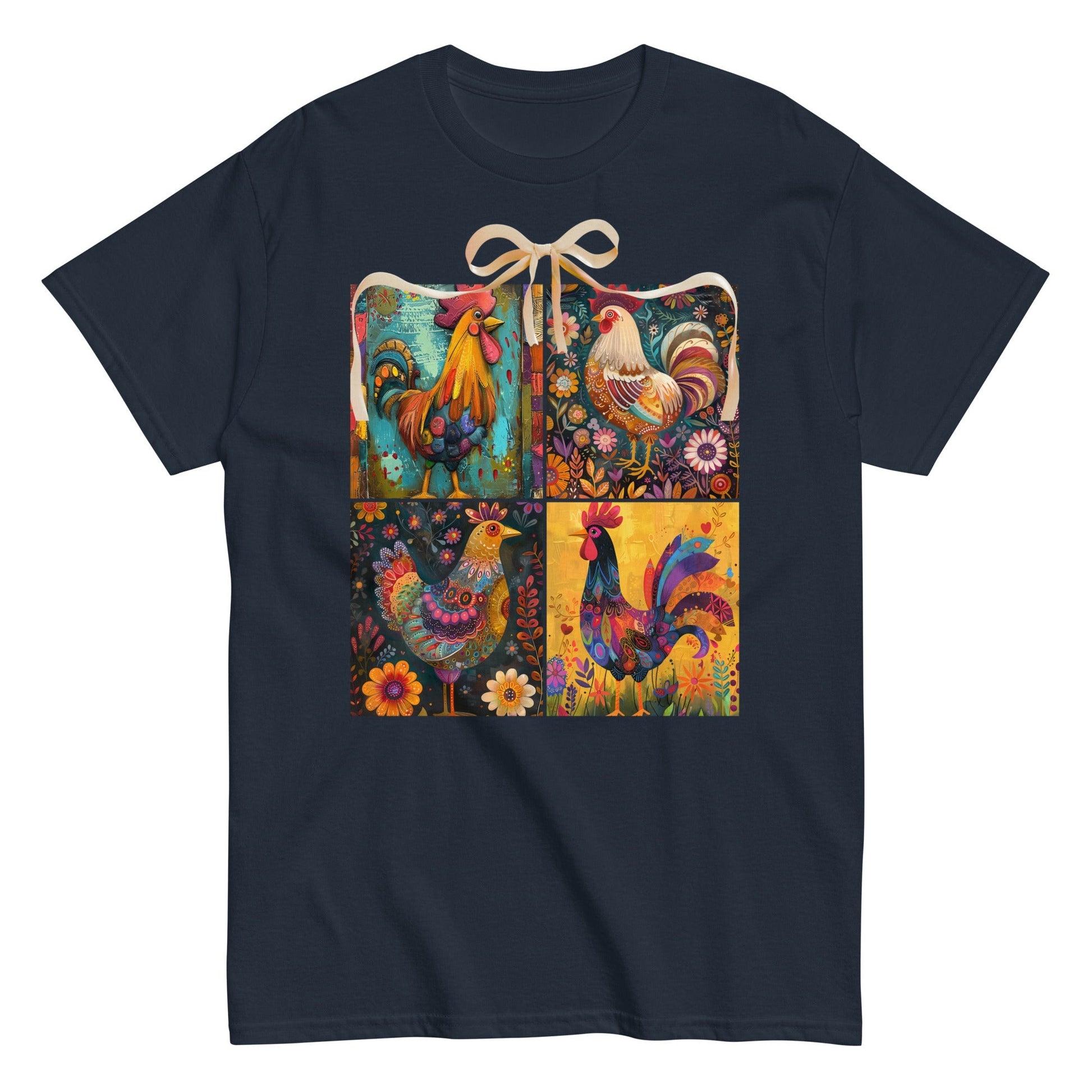 Navy | Unisex | Rooster Foursquare  T-Shirt - Farmhouse Art 