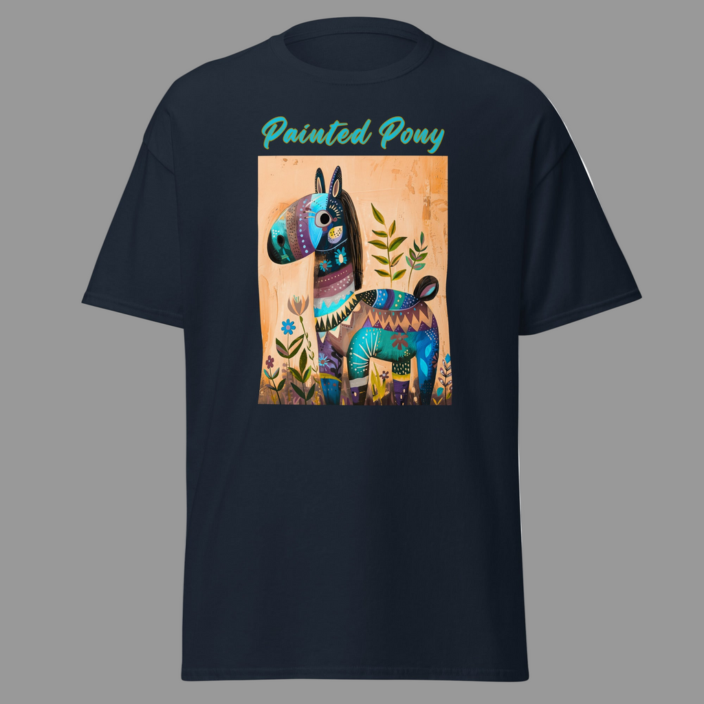 Navy | Unisex | Painted Pony T-Shirt | Southwest Festive with a Turquoise Flare