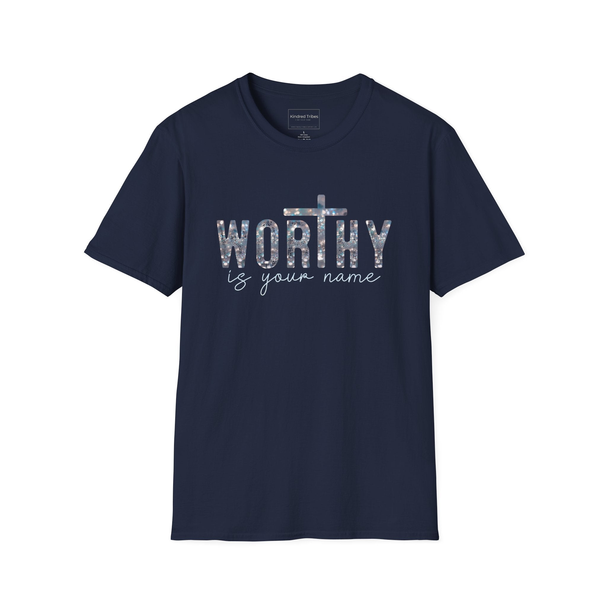 Navy | Unisex | Worthy Is Your Name T-Shirt - Christian Faith Cross Inspirational Tee