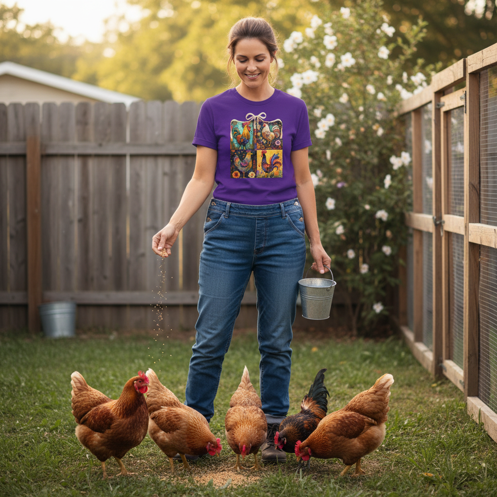 Purple | Unisex | Lifestyle | Rooster Foursquare  T-Shirt - Farmhouse Art 