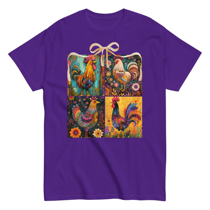 Purple | Unisex | Rooster Foursquare  T-Shirt - Farmhouse Art 