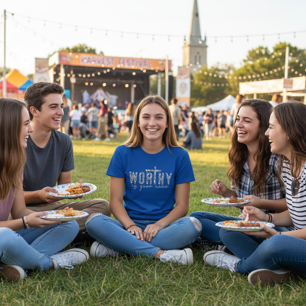 Royal | Unisex | Lifestyle | Worthy Is Your Name T-Shirt - Christian Faith Cross Inspirational Tee