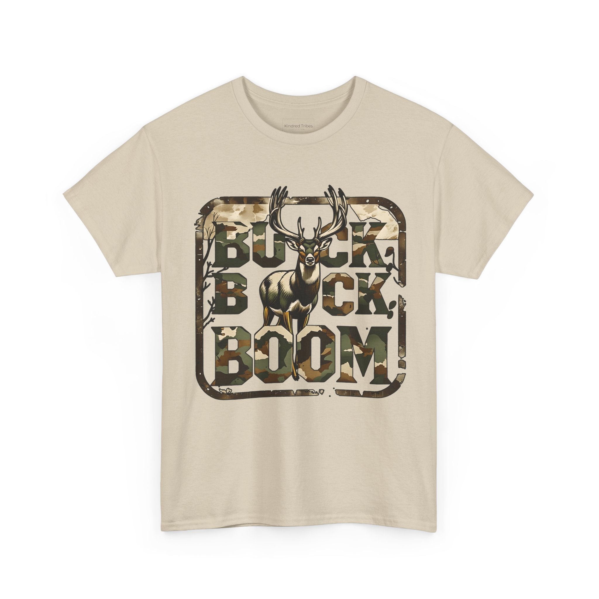 Sand | Unisex | Buck Buck Boom! Camo Deer Hunting T-Shirt | Gift for Hunter