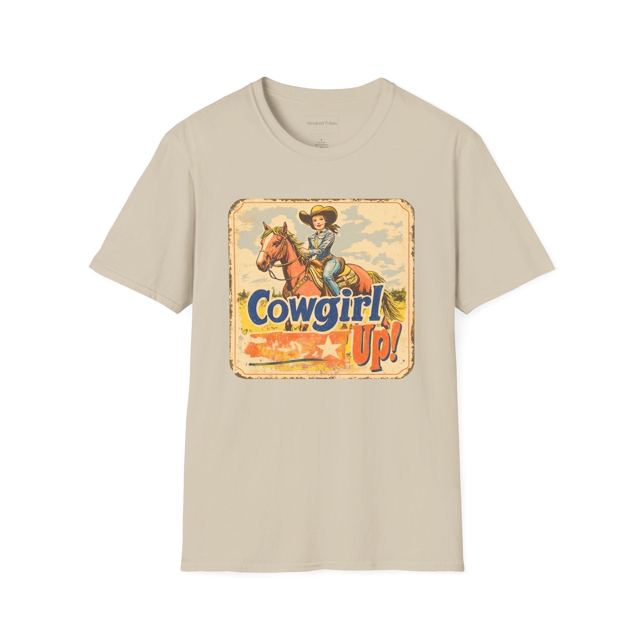 Sand | Unisex | Cowgirl Up Vintage Rodeo Poster Inspired T-Shirt - Western spirit