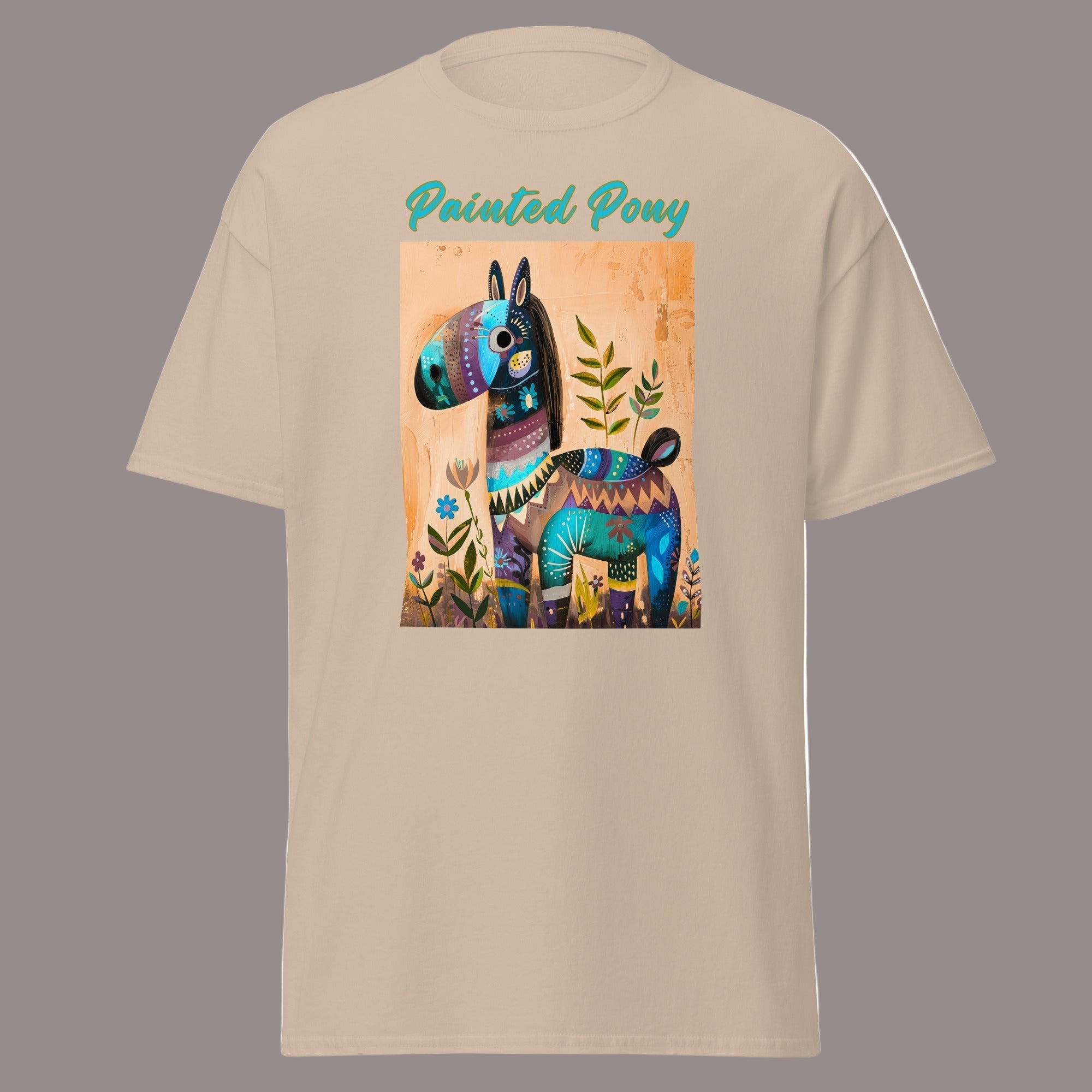 Sand | Unisex | Painted Pony T-Shirt | Southwest Festive with a Turquoise Flare