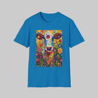 Sapphire | Unisex | Colorful Floral Cow T-Shirt - Vibrant Folk Art Farm Animal Tee