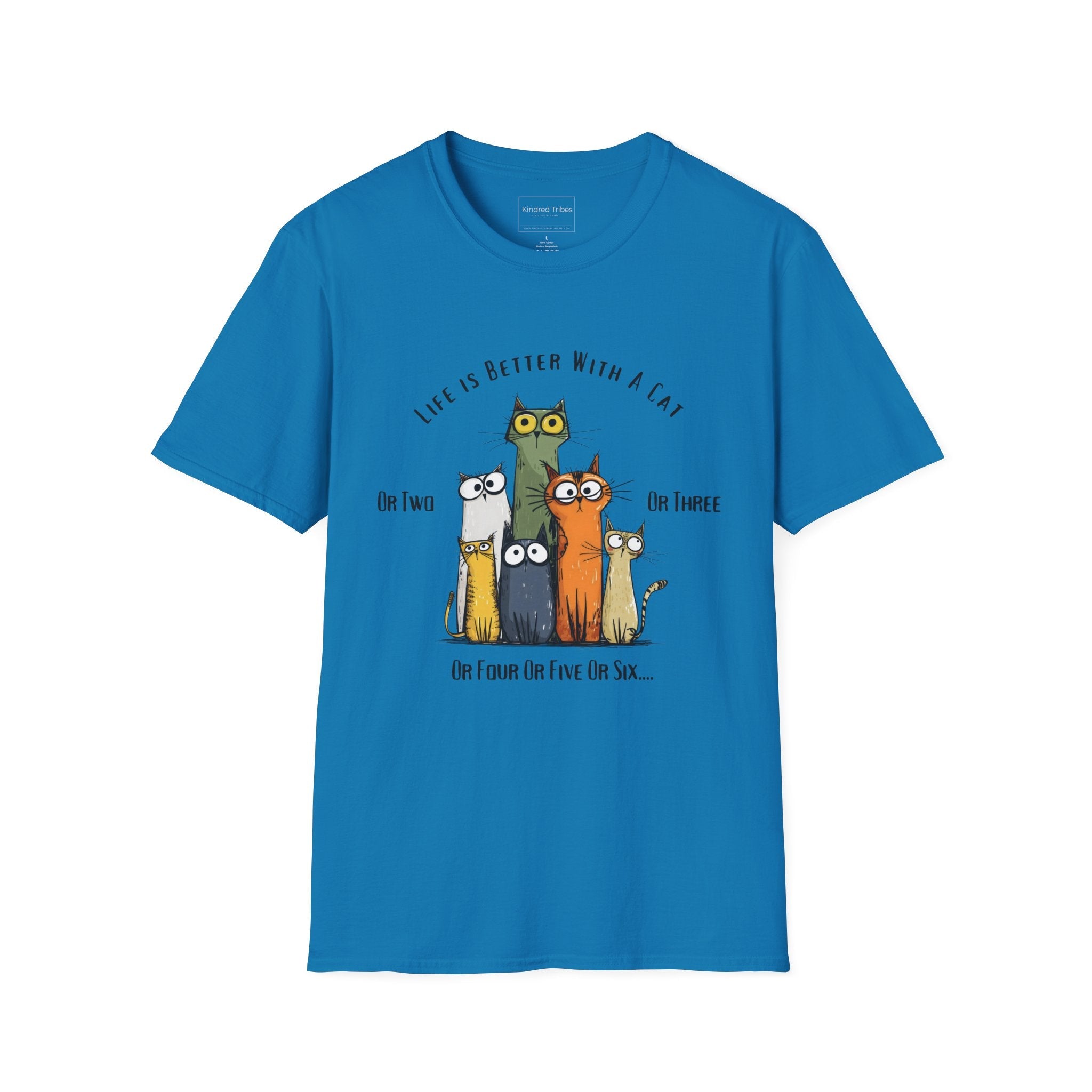 Sapphire | Unisex | Life Is Better With a Cat - Graphic T-Shirt (Six Cats) | Gift for Cat Lovers