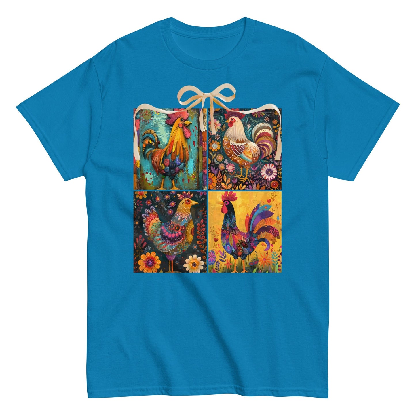 Sapphire| Unisex | Rooster Foursquare  T-Shirt - Farmhouse Art 