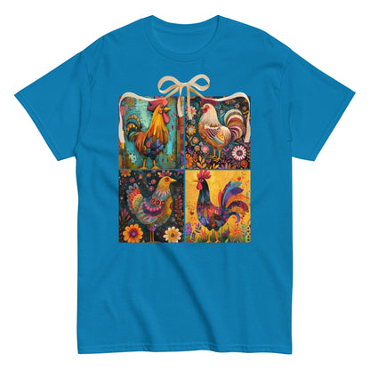 Sapphire| Unisex | Rooster Foursquare  T-Shirt - Farmhouse Art 