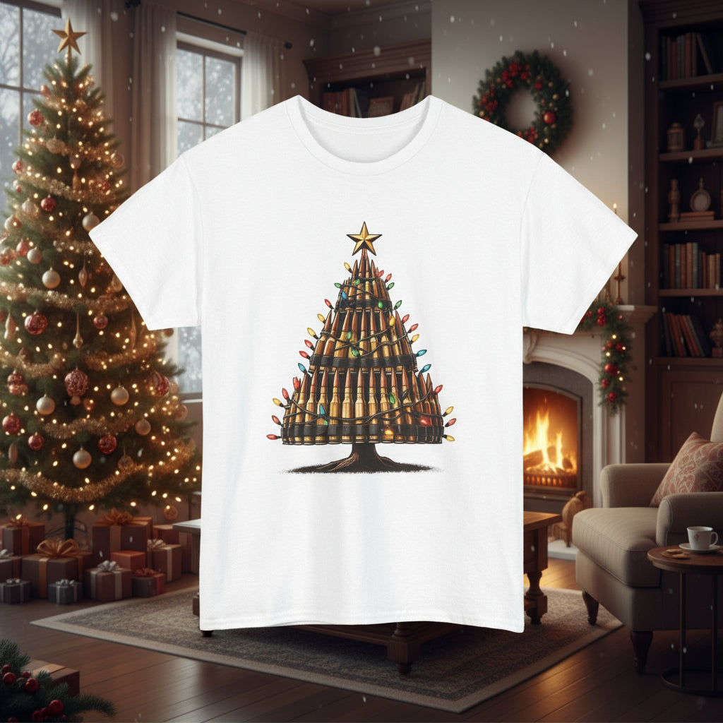 White | Unisex | Bullet Christmas Tree T-Shirt | Hunting & Holiday Humor Tee