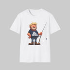 White | Unisex | Cartoon Rodfather Fishing T-Shirt | Perfect Gift for Dad