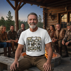 White | Unisex | Lifestyle | Buck Buck Boom! Camo Deer Hunting T-Shirt | Gift for Hunter