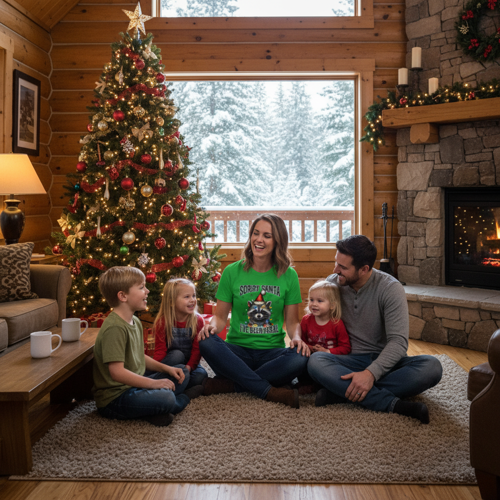 Green Sorry Santa Feral Raccoon T-Shirt - Funny Christmas Humor Tee