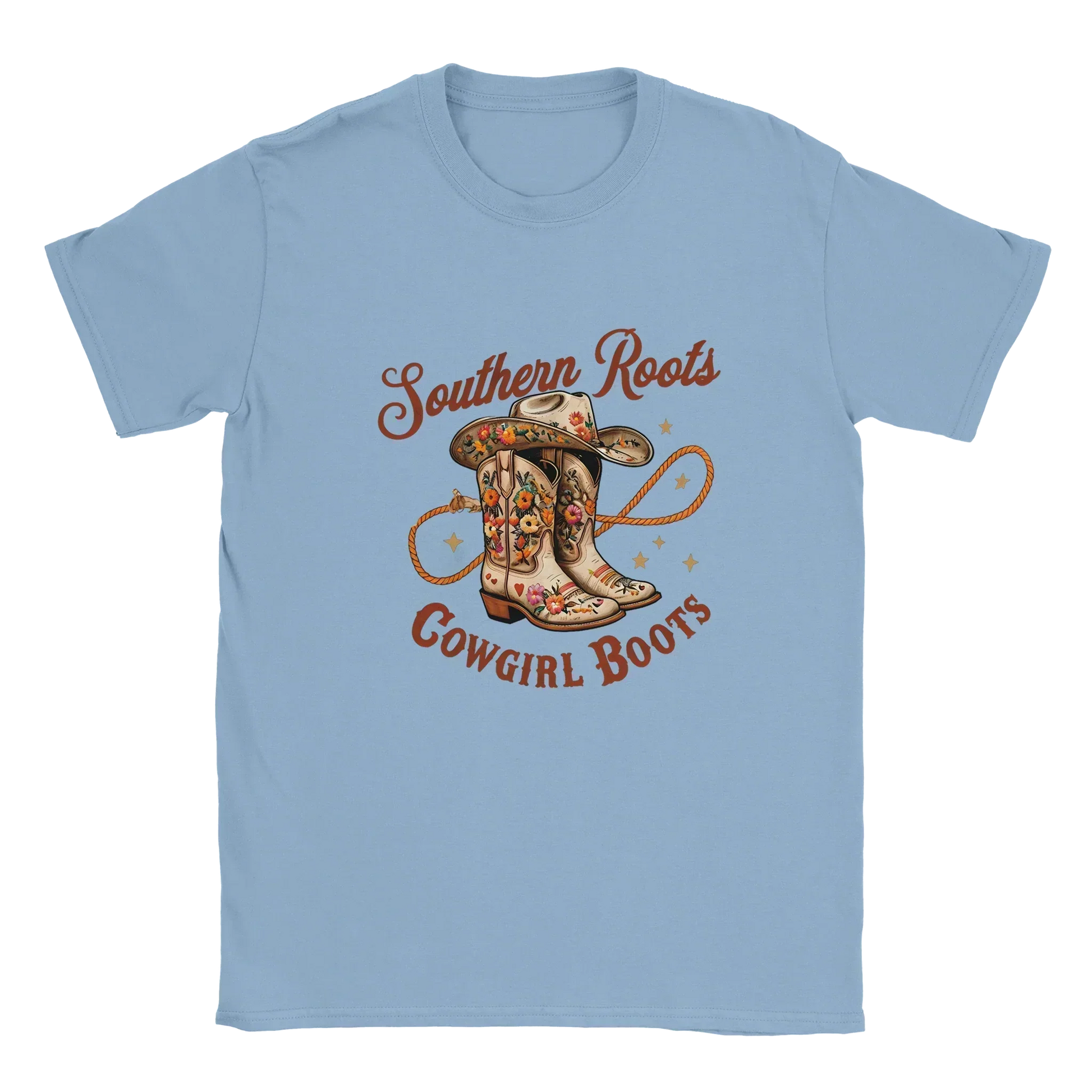 Southern Roots Cowgirl Boots-Light Blue-Unisex Heavyweight Cotton T-shirt